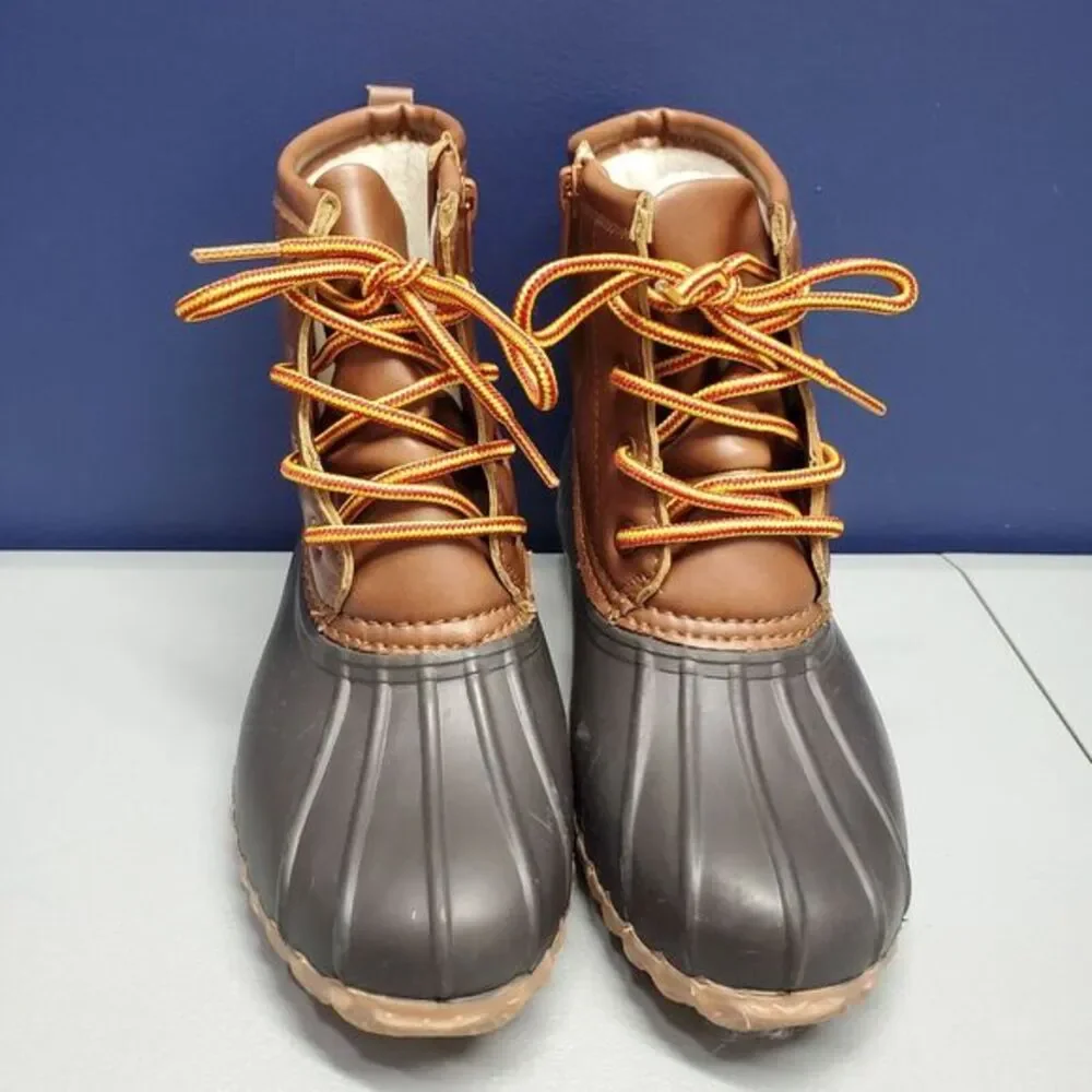 Espirit Wilma Duck Boots Womens Size 6 Black Brown Synthetic Lace Up E18WIA30